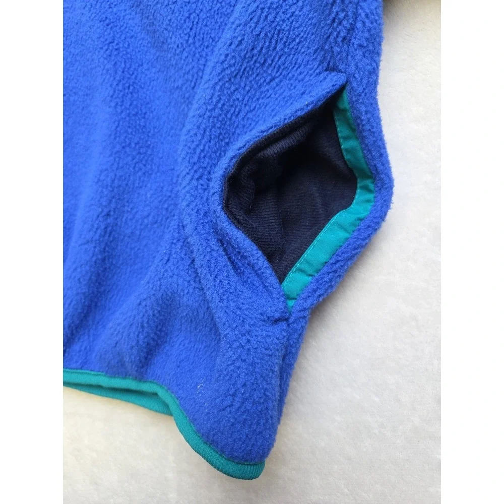 Vintage 90s‎ LL Bean Spell Out Script Snap Button Fleece Sweater Blue USA Mens L